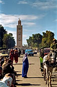 Marrakech - Il minareto della Koutoubia da Jemaa el-Fna. 
